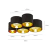 Lindby Deckenleuchte Laurenz, 5-flg., schwarz/gold, Textil Produktbild-Vorschau 8