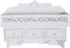 A white wall-mounted organizer with three drawers and decorative scrollwork. Náhled obrázku produktu