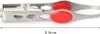 A close-up, side view of a pair of tweezers with red grips, resting on a white background. A measurement line with '9.8cm' is shown below the tweezers. Produktbild-Vorschau