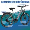 An illustration of an electric bicycle with various components labeled. Produktbild-Vorschau