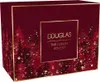 A burgundy advent calendar box with a gold border and a festive forest design. Produktbild-Vorschau