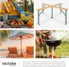 Collage of four images showing a camping scene, a folding table, a beach scene, and a barbecue. Produktbild-Vorschau