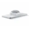A white mattress with a folded duvet and a pillow on top, presented on a white background. Produktbild-Vorschau