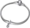 A silver Pandora bracelet with an infinity charm adorned with pink stones. Náhled obrázku produktu