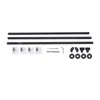A collection of black metal pipes and fittings, along with some small hardware items, laid out on a white background. Náhled obrázku produktu