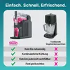 Comparison of a Super Slush frozen drink maker with a traditional ice drink machine, highlighting the features of the Super Slush. Produktbild-Vorschau