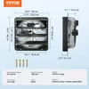 Diagrams and specifications of a VEVOR exhaust fan. Podgląd zdjęcia produktu