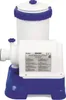 A white and blue Bestway Flowclear cartridge filter pump for swimming pools, shown against a white background. Voir les images du produit