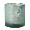 Vase Übertopf aus Glas grün silber mit Blattmuster 24,5cm, Produktbild-Vorschau 1