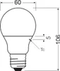 A technical drawing of an LED light bulb with dimensions indicated. Produktbild-Vorschau