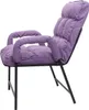 A purple upholstered chair with a black metal frame, shown from the side against a white background. Produktbild-Vorschau