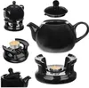 A collage of black ceramic teapots and tea warmers, some with lit tea lights. Anteprima dell’immagine prodotto