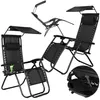 A collage of images showing black zero gravity chairs with canopies and side trays. Anteprima dell’immagine prodotto