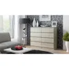 A modern living room scene featuring a dresser, sofa, coffee table, and floor lamp. Produktbild-Vorschau