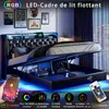 Lit Coffre 140x200 cmPolyuréthaneNoir, LED, Charge USB, Voir les images du produit 4