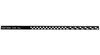 A black profile strip with a repeating pattern of cutouts, placed horizontally against a white background. Text is visible on the left side of the strip. Produktbild-Vorschau