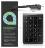 A product image showing a black Bluetooth numpad with dimensions and features listed on the left side. Náhled obrázku produktu
