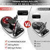 4 Stück Schwerlastrollen mit Bremse Vollgummi Ø100 mm – Produktbild-Vorschau 2