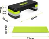 Dimensions of a step workout platform and a mat. Voir les images du produit