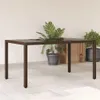vidaXL Gartentisch mit Glasplatte Braun 150x90x75 cm Poly Produktbild-Vorschau 2