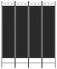 vidaXL 4-tlg. Paravent Schwarz 160x200 cm Stoff Produktbild-Vorschau 3