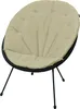 A close-up studio shot of a round, tufted cushion chair with black metal legs. Náhled obrázku produktu