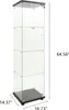 A tall glass display cabinet with three shelves and a black base. Náhled obrázku produktu