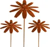 3er Set Gartenstecker Gänseblumen Metall Rost Gartendeko Produktbild-Vorschau 1