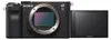 A Sony Alpha 7C camera is shown from the front with the lens mount open and the LCD screen extended. Produktbild-Vorschau