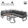 A diagram showing a sectional outdoor sofa set with dimensions and weight capacities. Produktbild-Vorschau