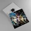 Wanduhr - Quadrat - Glasuhr - Abstrakt Maske Feder Festival Produktbild-Vorschau 2