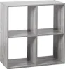 A four-compartment shelving unit with a gray oak effect. Náhled obrázku produktu