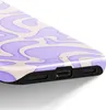 Close-up of a phone case with a purple and cream wavy pattern. Podgląd zdjęcia produktu