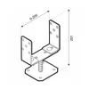 A technical drawing of a metal bracket with dimensions indicated. Produktbild-Vorschau