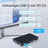 A computer monitor displaying a Windows interface is shown in the background, with a USB-C hub in the foreground connected to a cable. Produktbild-Vorschau