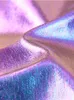 Close-up of iridescent fabric with a holographic sheen, showing texture and folds. Produktbild-Vorschau