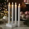 LED Stabkerzen LISA - Echtwachs - mit Ladestation - inkl. Fernbedienung - H: 25cm - weiß - 4er Set Produktbild-Vorschau