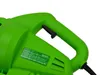 A close-up of the handle and control panel of a green leaf blower. Podgląd zdjęcia produktu