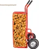 A red log cart filled with firewood, shown from the side. Podgląd zdjęcia produktu