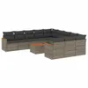 vidaXL 12-tlg. Garten-Sofagarnitur mit Kissen Grau Poly Produktbild-Vorschau 1