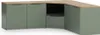 A corner cabinet with a wooden top and green doors, shown against a white background. Anteprima dell’immagine prodotto