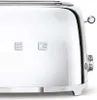 A close-up view of the side of a chrome toaster, showing the brand logo and a dial. Produktbild-Vorschau