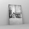 Bilder auf glas - Einteilig - Alt Motorrad Schwarz und Weiß Produktbild-Vorschau 4