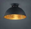 A black ceiling lamp with a gold interior, mounted on a gray ceiling. Anteprima dell’immagine prodotto