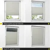 A collage of four images showing a pleated blind in different window configurations and positions. Produktbild-Vorschau