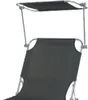 3-Bein Gartenliege Campingliege Schwarz 186x55x24cm  Sonnenschutzdach Voir les images du produit