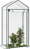 A small greenhouse with two potted plants inside. Produktbild-Vorschau