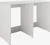 A minimalist, modern white desk with two open sections. Produktbild-Vorschau