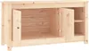 A light-colored wooden TV cabinet with two doors open, revealing storage compartments. Náhľad obrázku produktu
