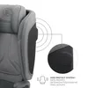 Close-up of a gray car seat with a diagram illustrating its side protection system. Produktbild-Vorschau